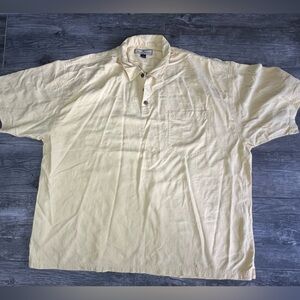 Tommy Bahama Cream Casual Button Down Shirt size XXL butter yellow palm